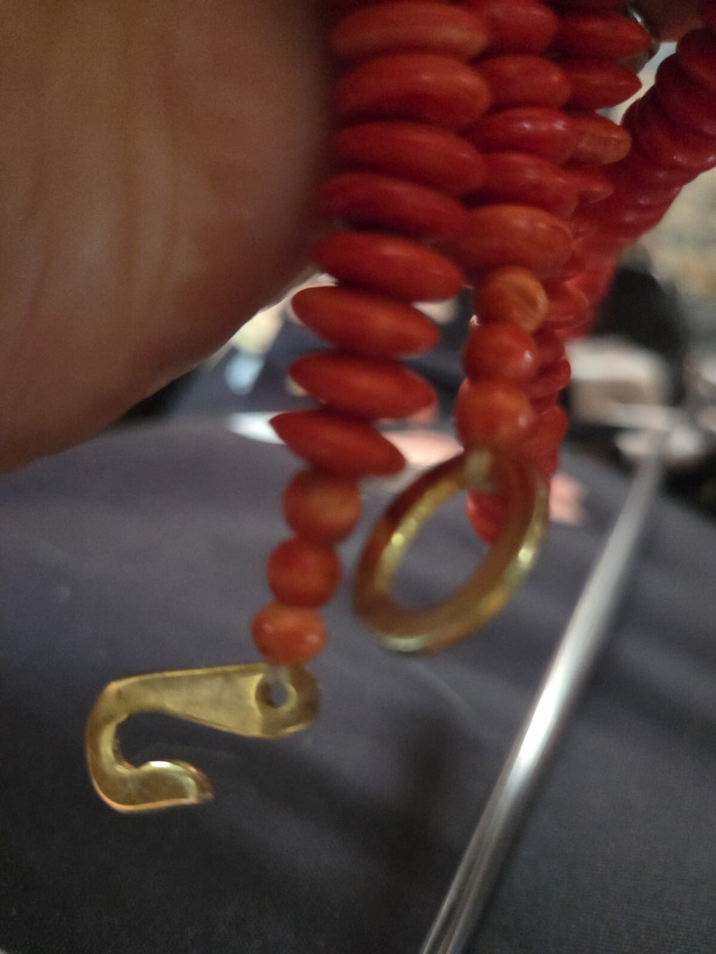 Vintage Orange Resin Beaded Necklace Chunky Estate Statement Retro Hook Closure