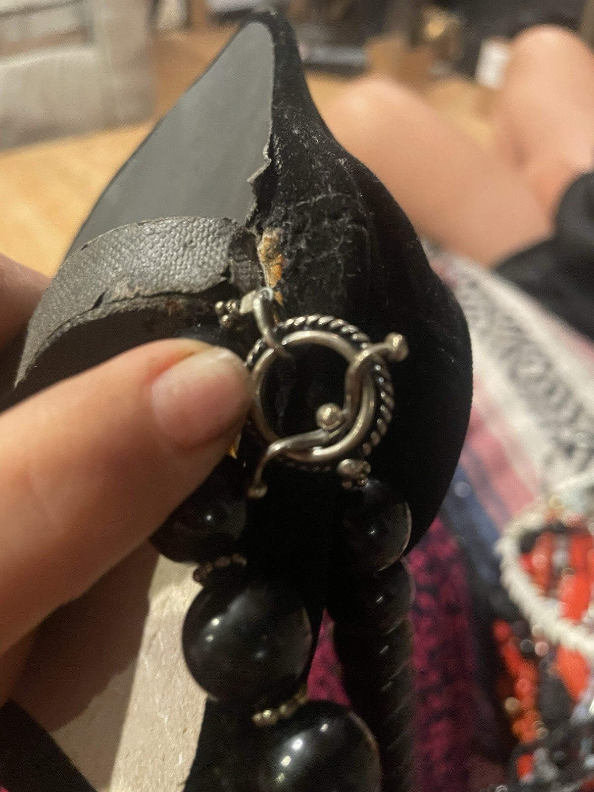 vintage chunky black stone statement necklac