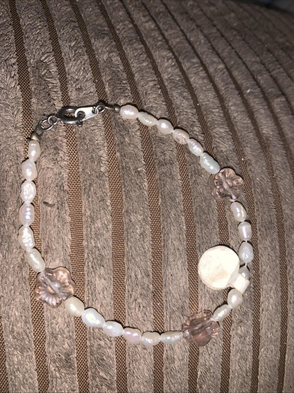 925 Rice Pearl Bracelet Pink Quartz
