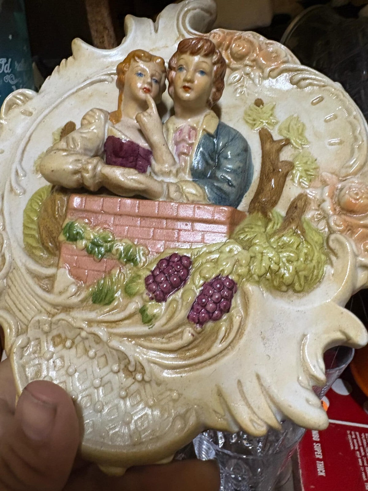 Italian porcelain couple wall hanging
