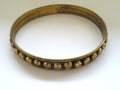 Vintage 80's Brass Studded, Retro Bangle, Steam Punk Bangle Bracelet Size 8