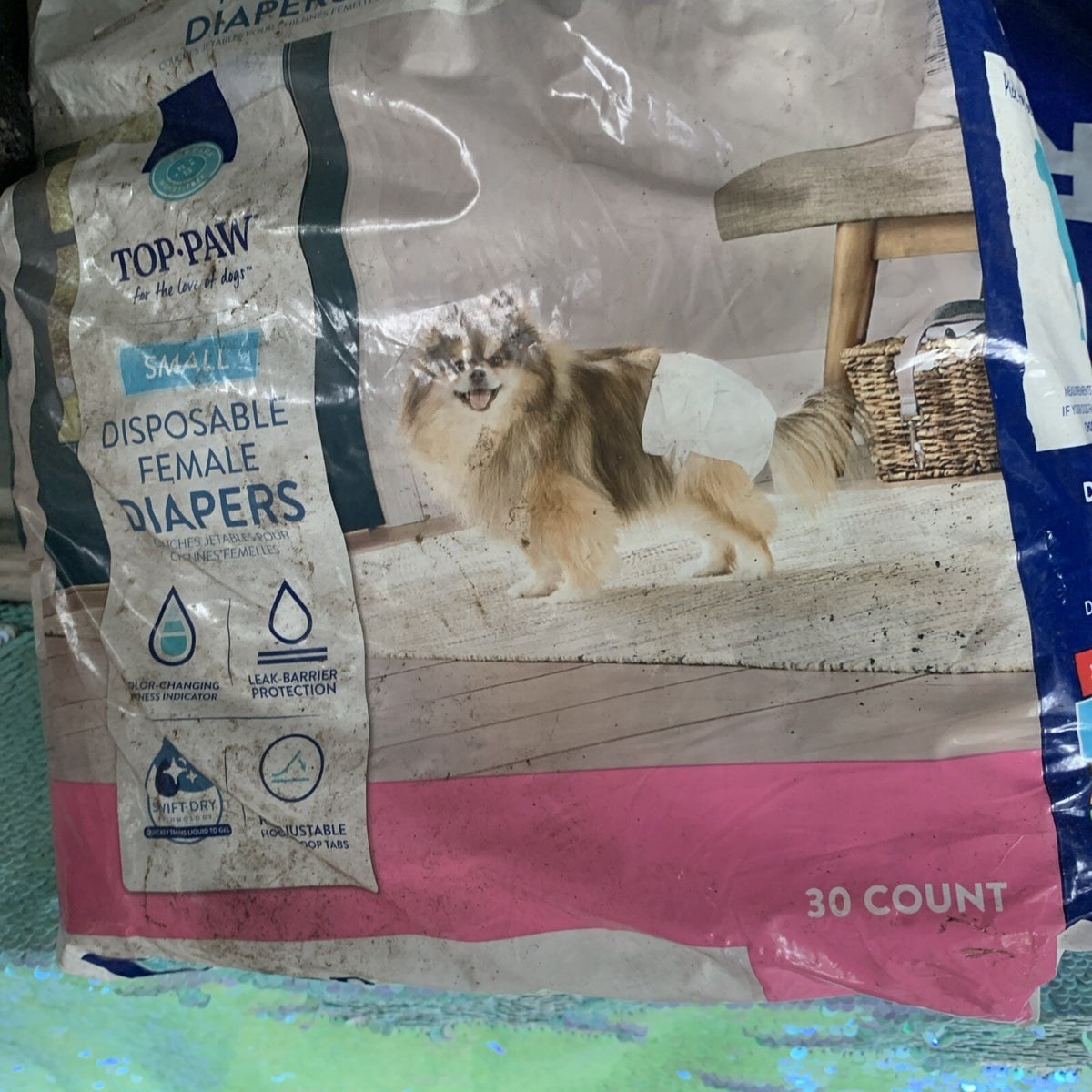 TOP PAW Disposable Diapers Size Small Waist 16" -22"  30 Pack Set Of 2 Lot