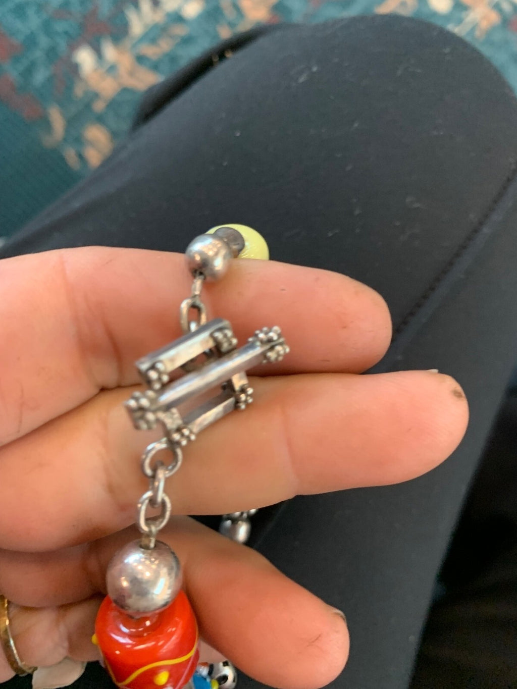 Sterling Venetian glass bracket with toggle clasp