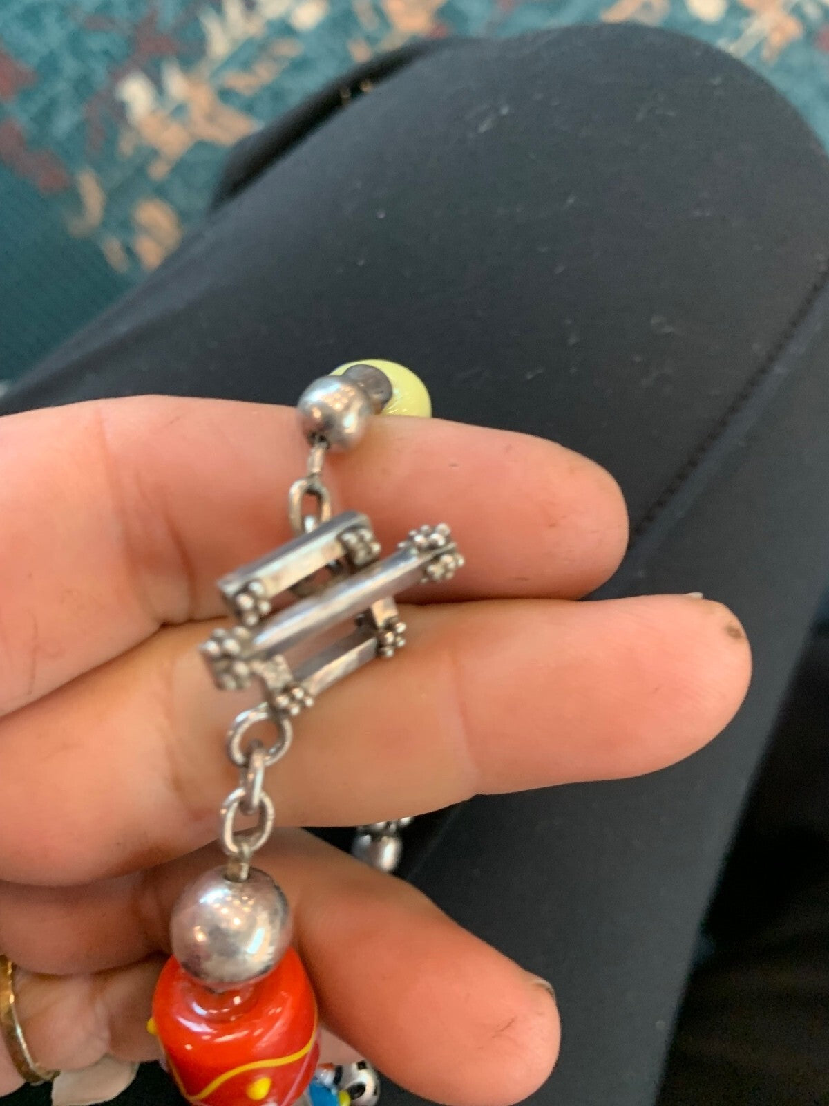 Sterling Venetian glass bracket with toggle clasp