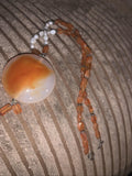 Vintage Carnelian And Sterling Beaded Bracelet With Natural Pearl