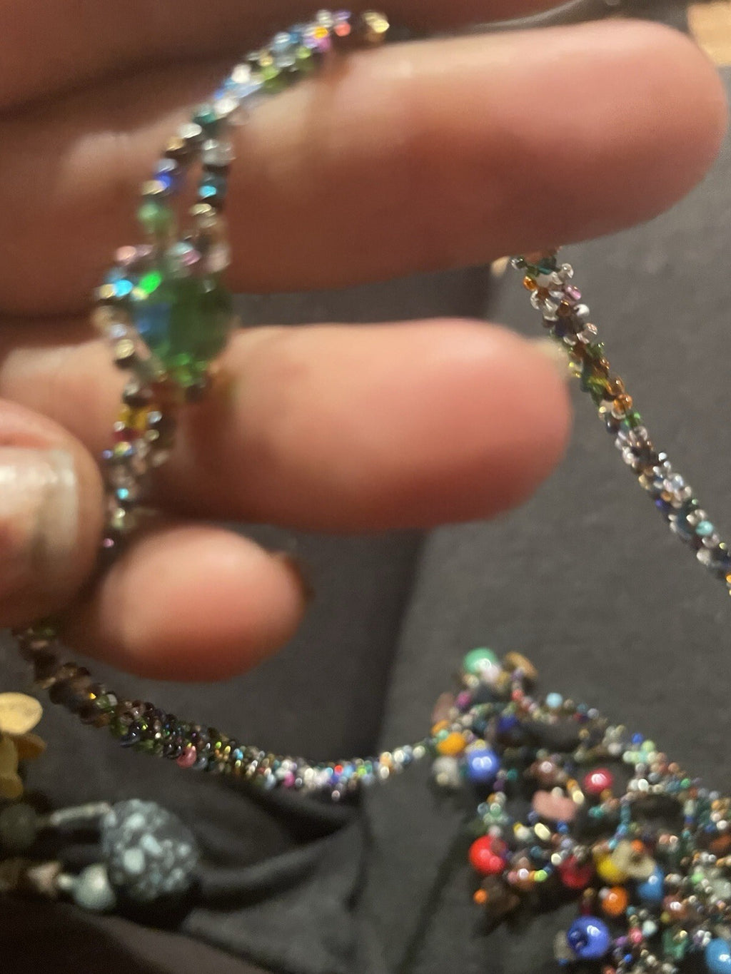 Czech Glass Sead Bead Homemade Necklace Boho