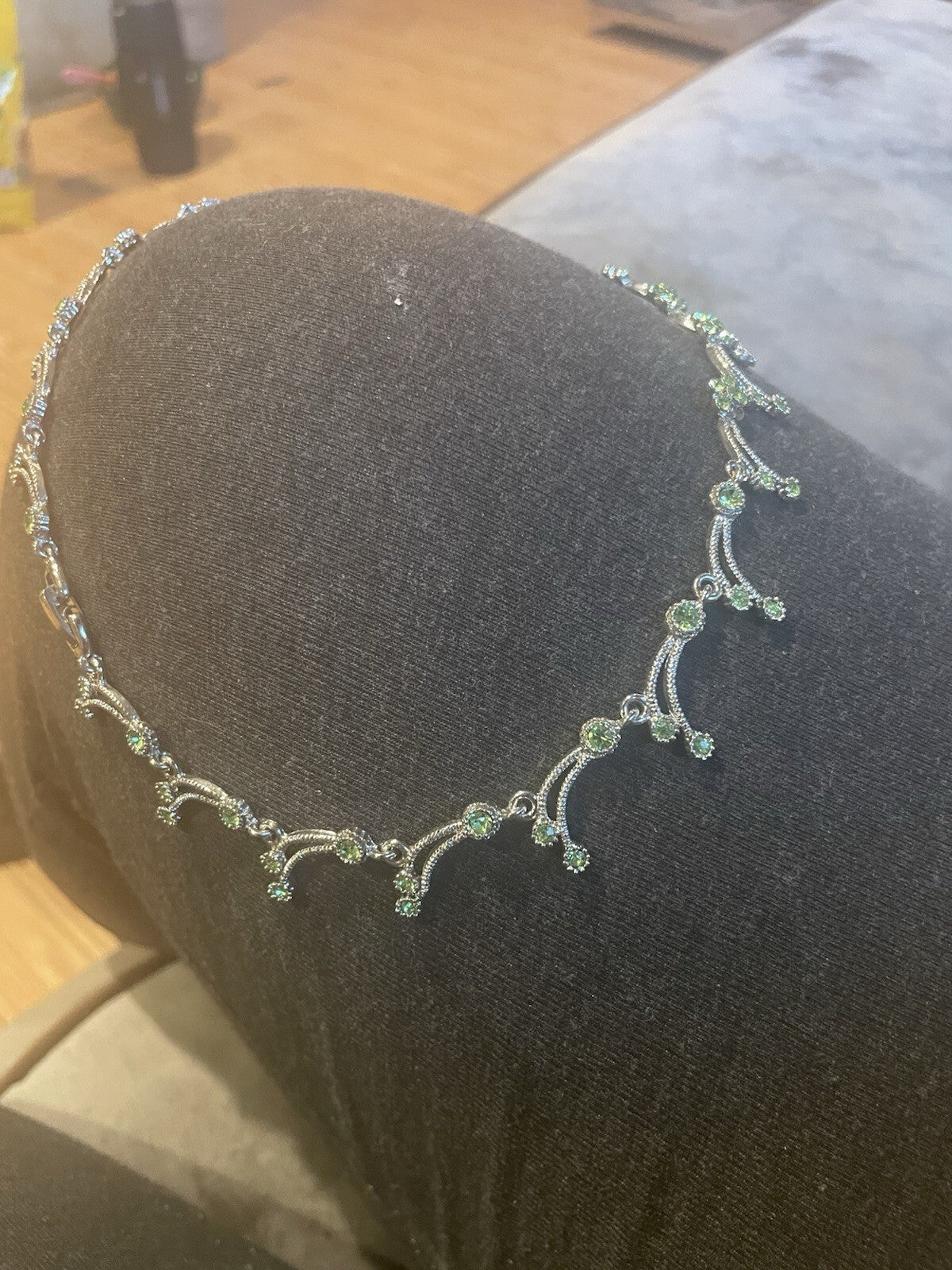 Delicate Green Rhinestone Bridal Choker