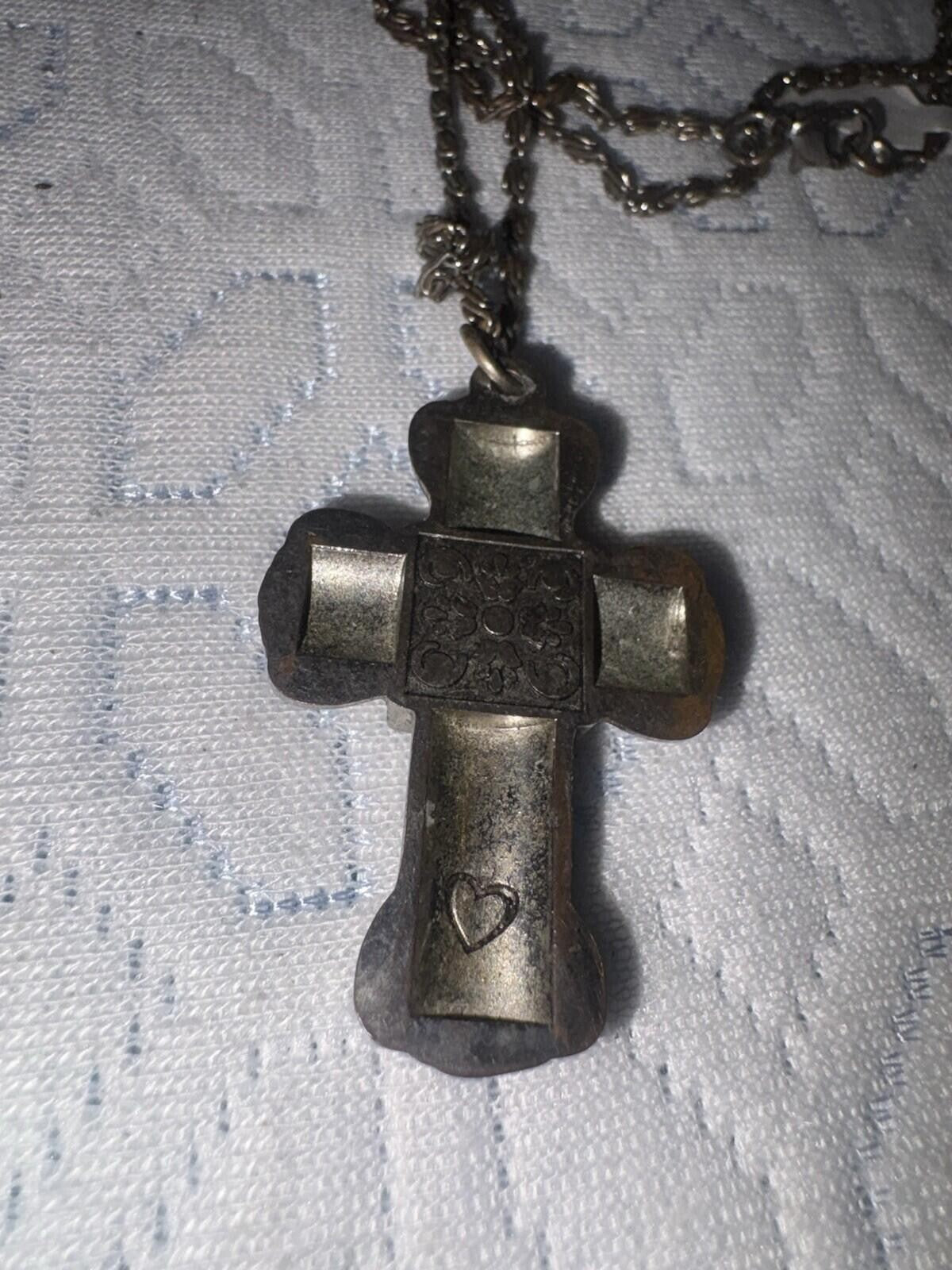 Brighton Venezia Plated Praybox Cross Necklace