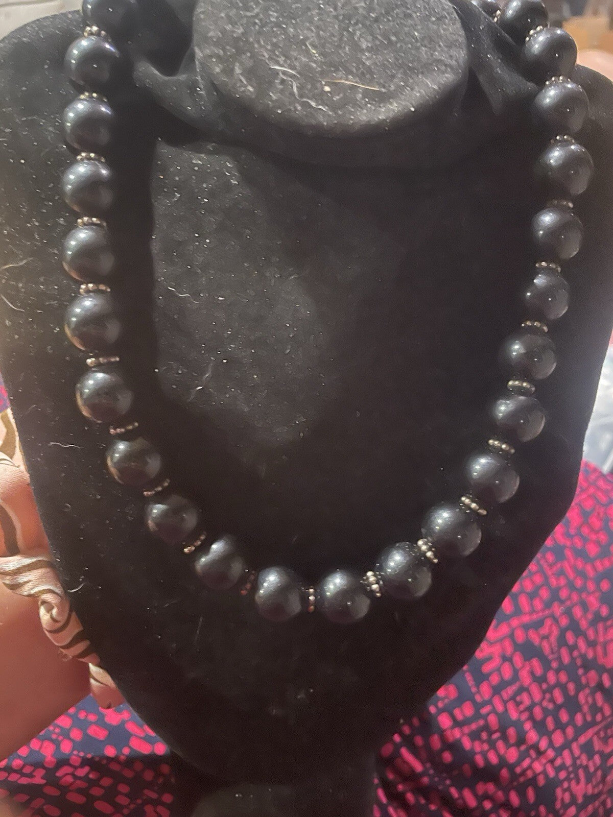vintage chunky black stone statement necklac