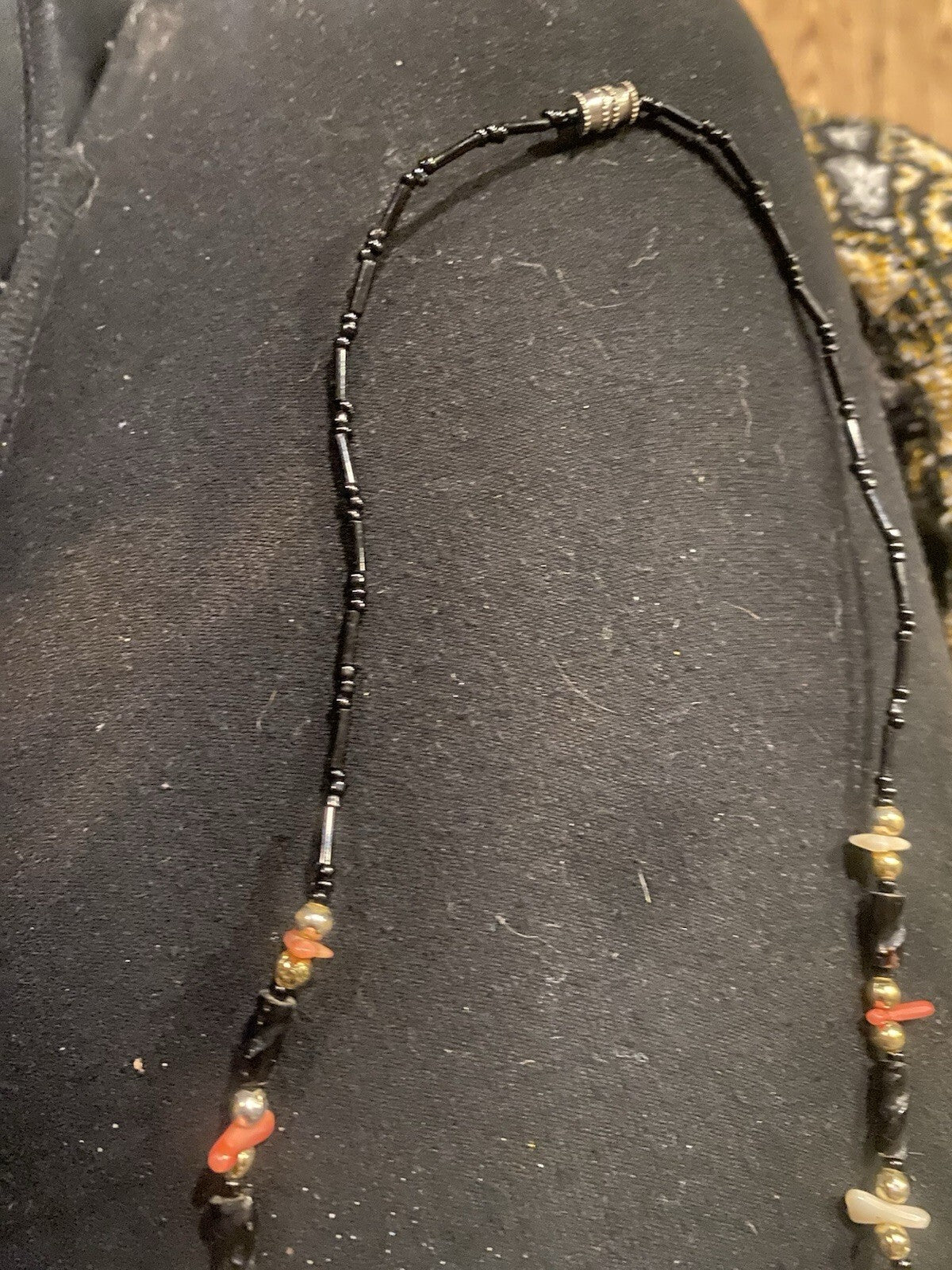 Angel Skin And Onyx Dainty Vintage Necklace