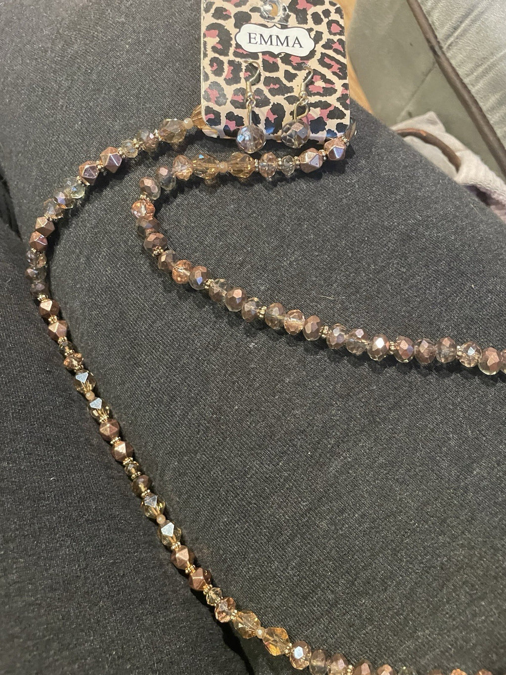 Emma Pink Rhinestone Necklace And Earrings
