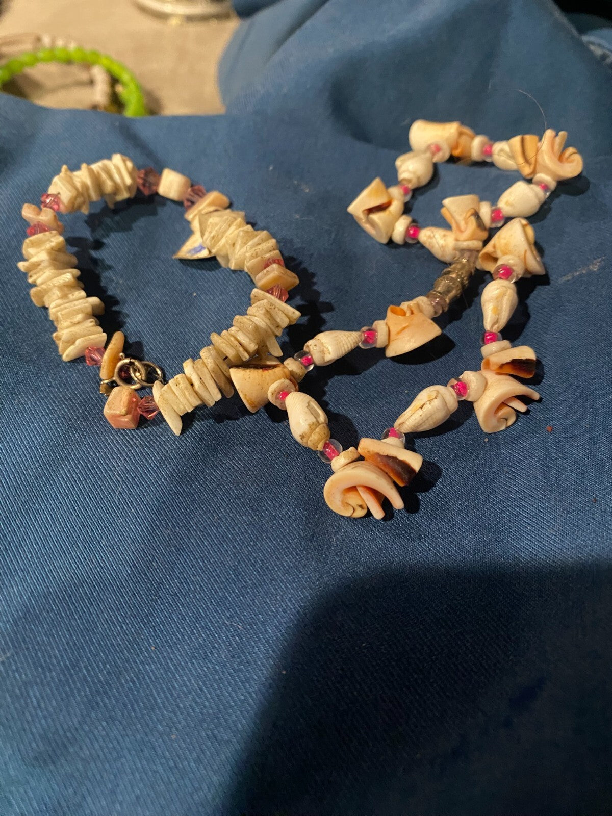 Vintage Shell Bead Bracelet Set Natural Coastal Boho Jewelry 2 Piece Set