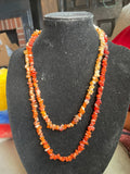 long strand carnelian chip gemstone necklace