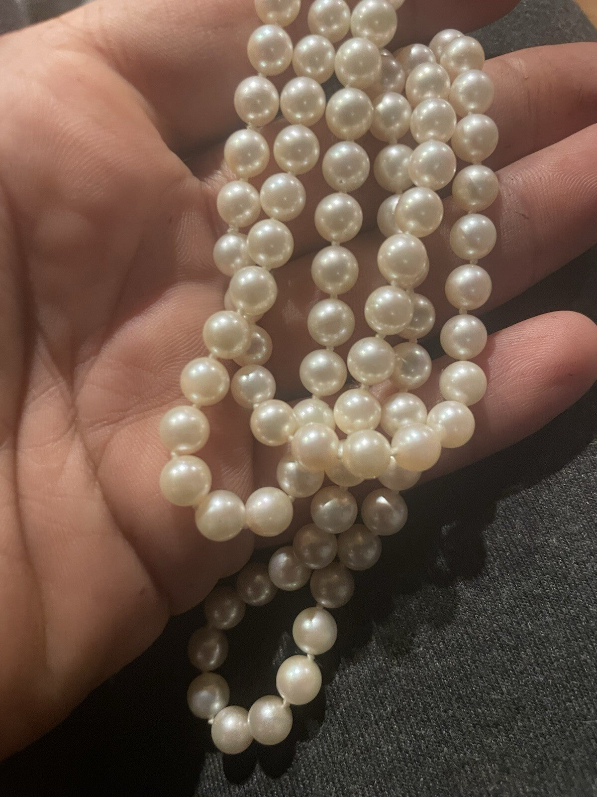 opera length pearl necklace White Cultured
