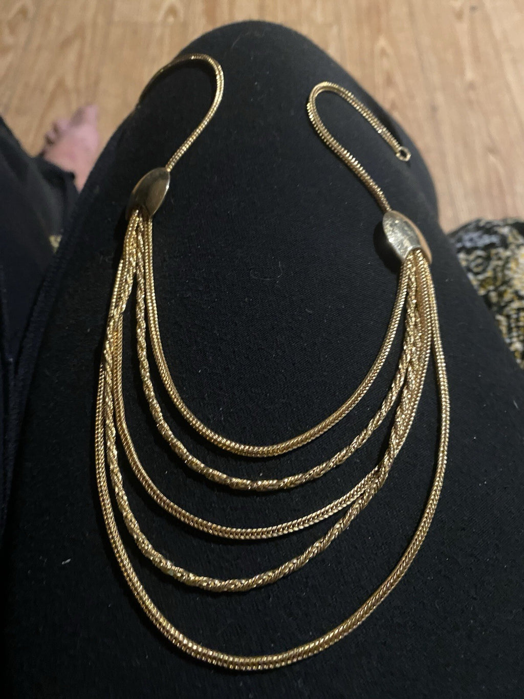 Retro 5-Strand Snake Chain Cascading Statement Necklace.