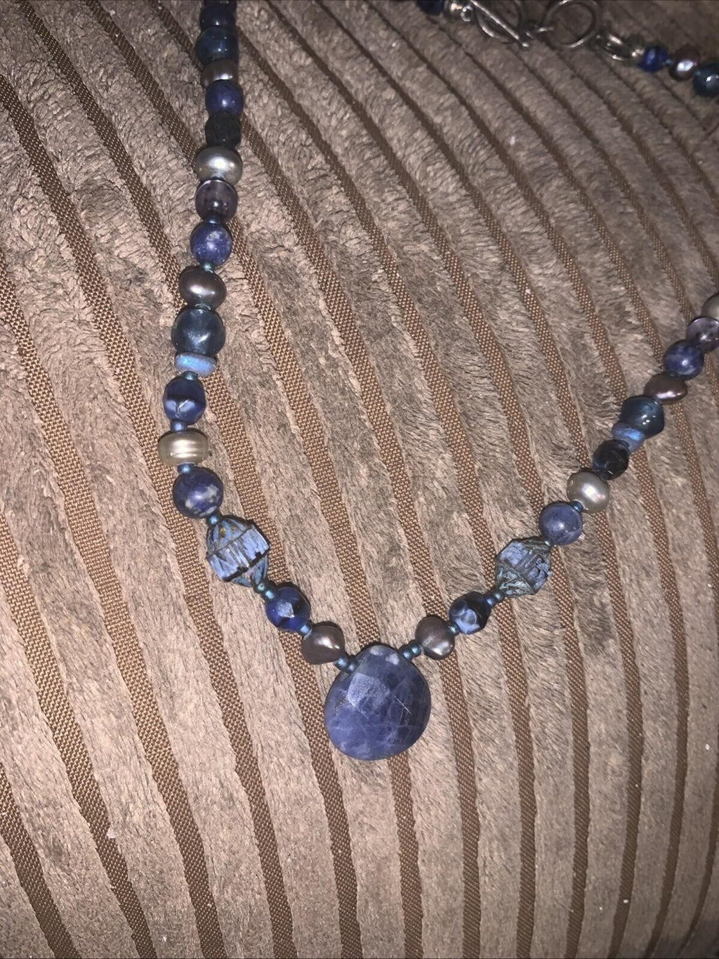 Sodalite Tahitian Pearl Sterling Necklace