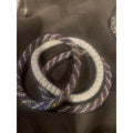 Beaded Stretch Bracelet Set of 3 Multicolor White Faceted Seed Bead Bangles
