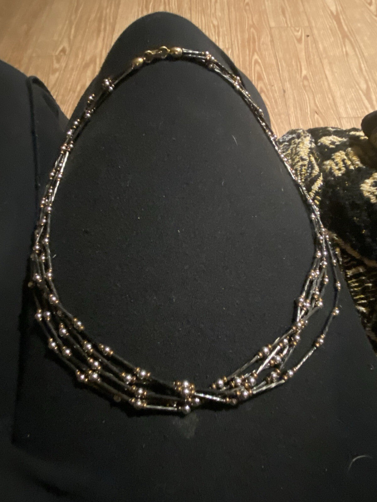 Black Multi strand Napier Necklace Vintage