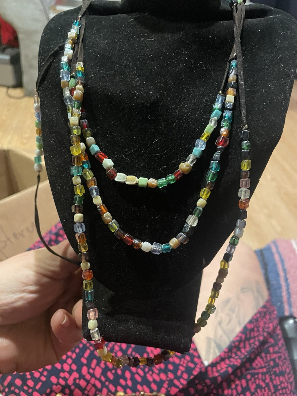 Vintage Multi strand Cube Necklace