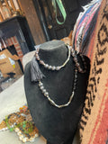 prominent textile fringe tassel accent ncklace