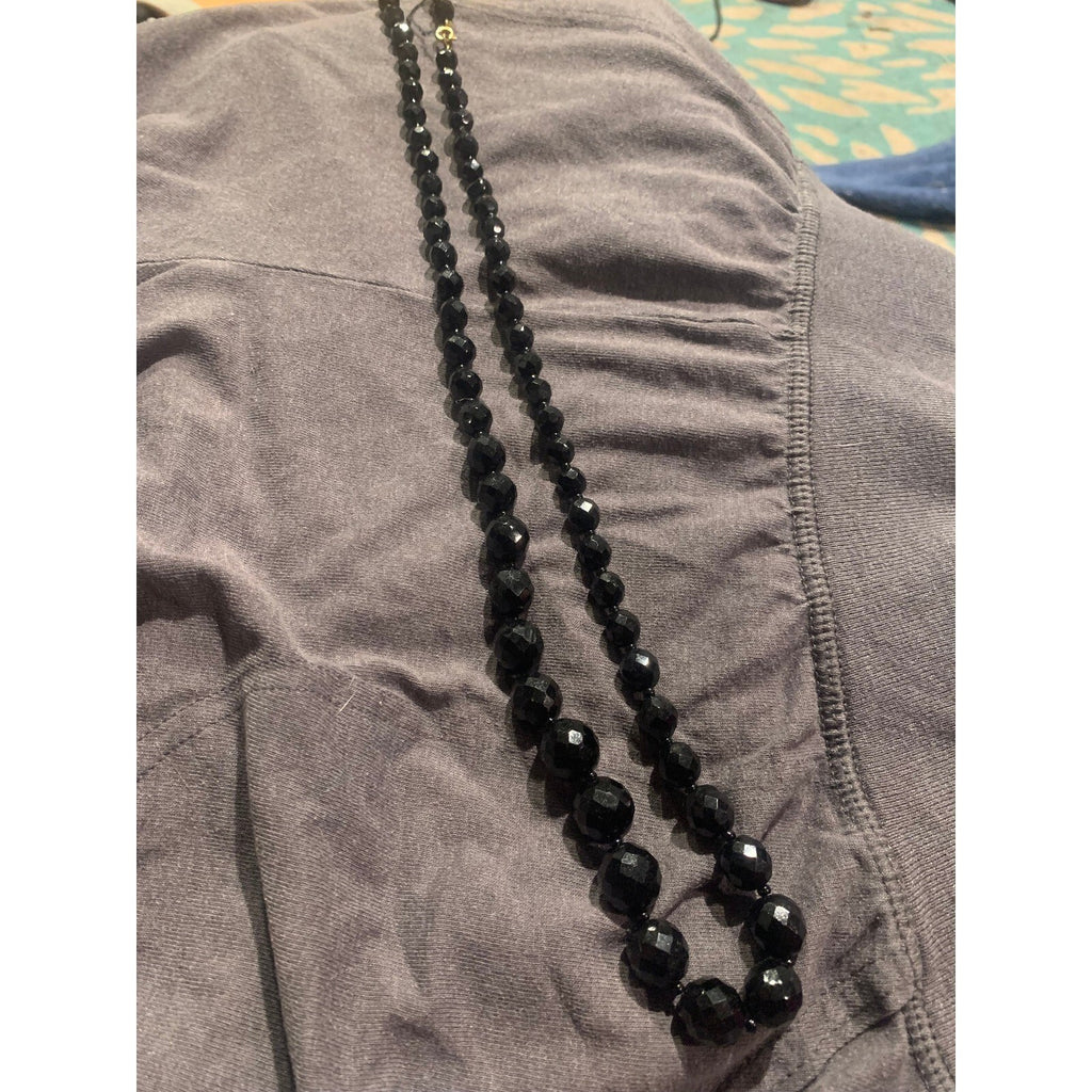 Vintage Black Faceted Graduated Bead Necklacesp Classic czech