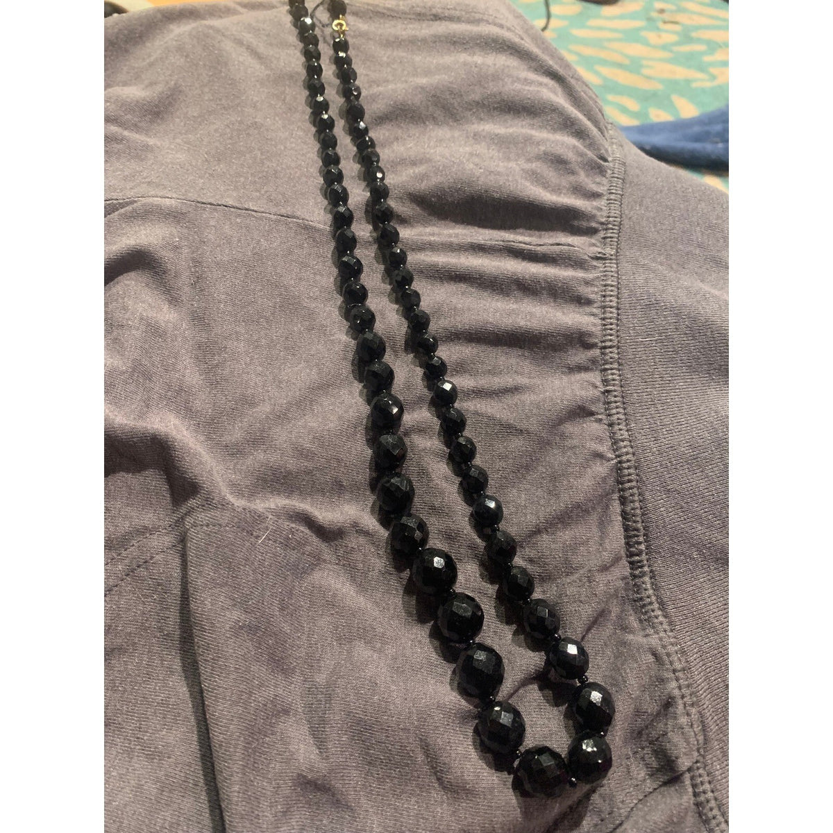 Vintage Black Faceted Graduated Bead Necklacesp Classic czech