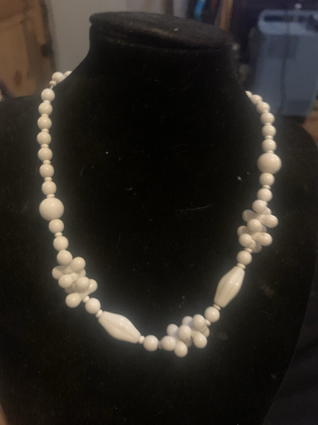 1950’s Czech Milk Glass Adjustable Necklace