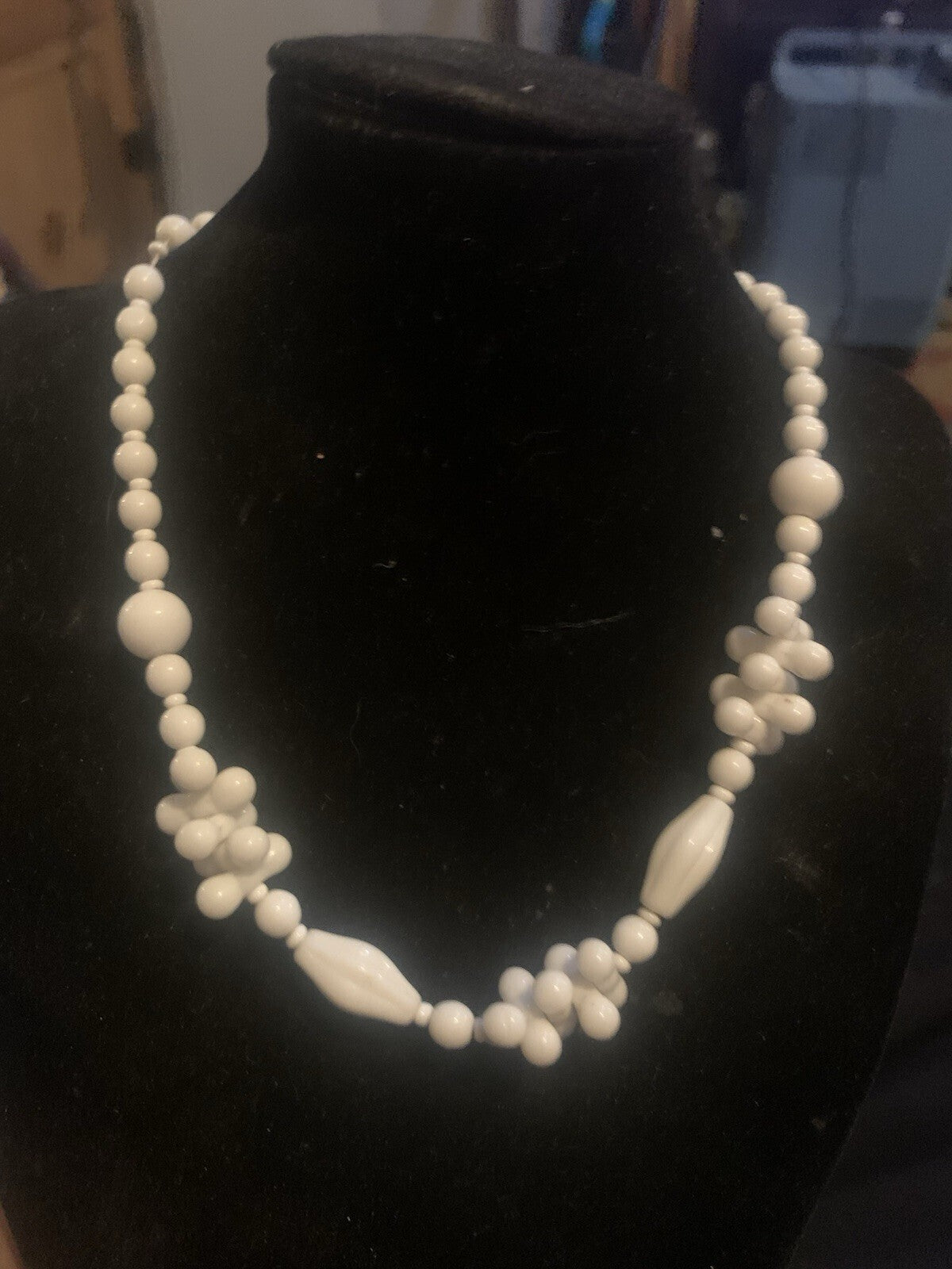 1950’s Czech Milk Glass Adjustable Necklace