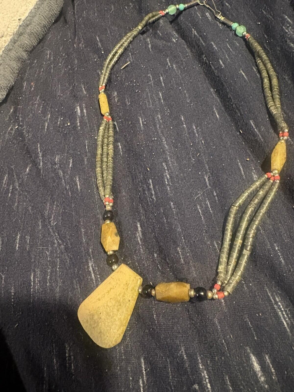 Jade Coral And Turquoise Santa Domingo Indian Heishi Bead Necklace