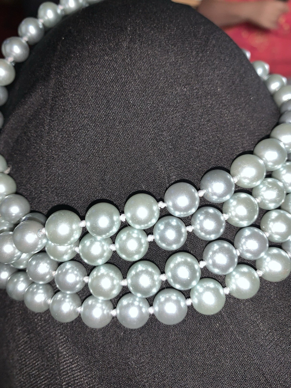 1950’s Glass Pearl 52+ Inch Blue Necklace