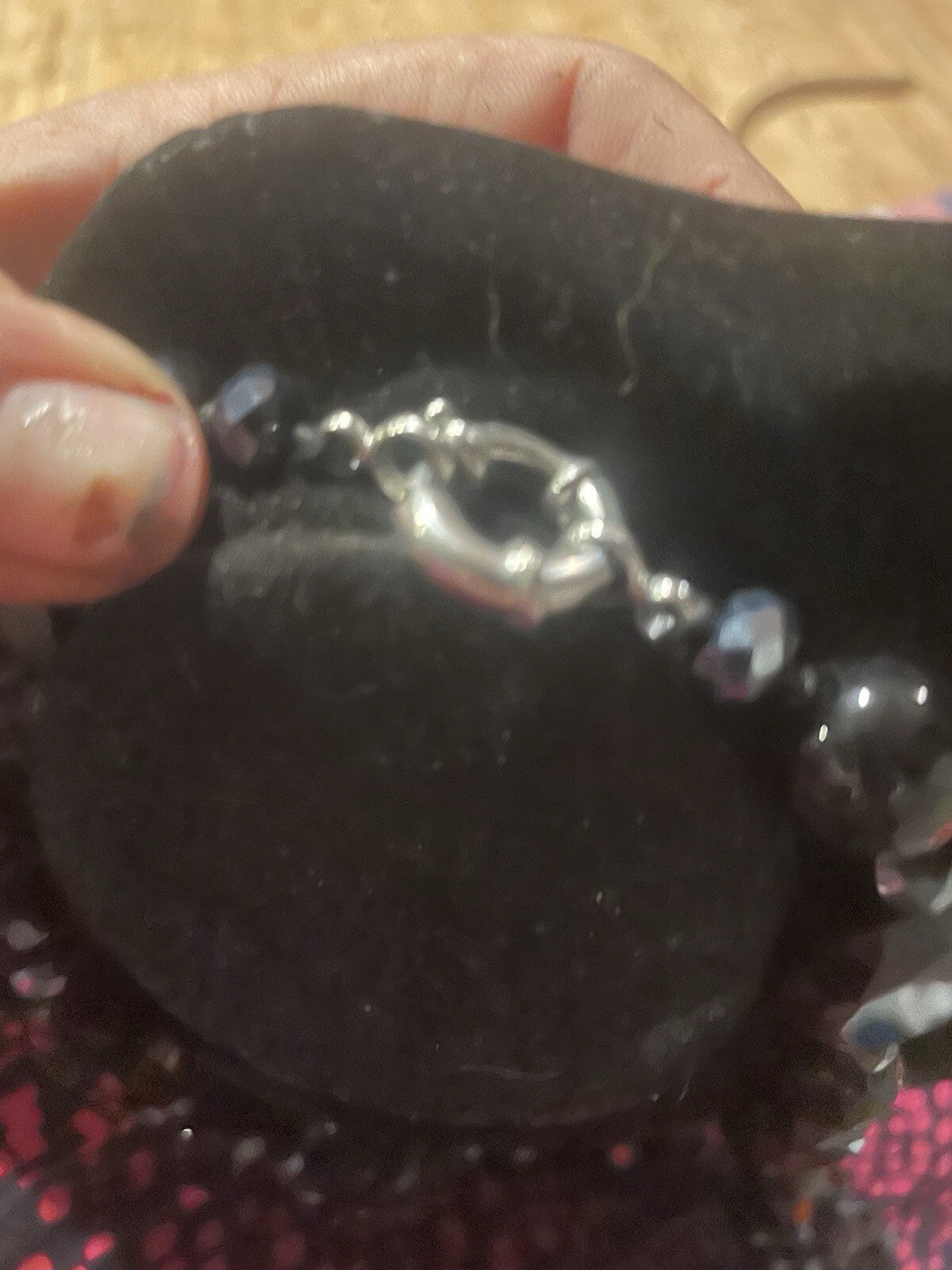 Onyx And Black Cinnabar Beaded Necklace With Mermaid