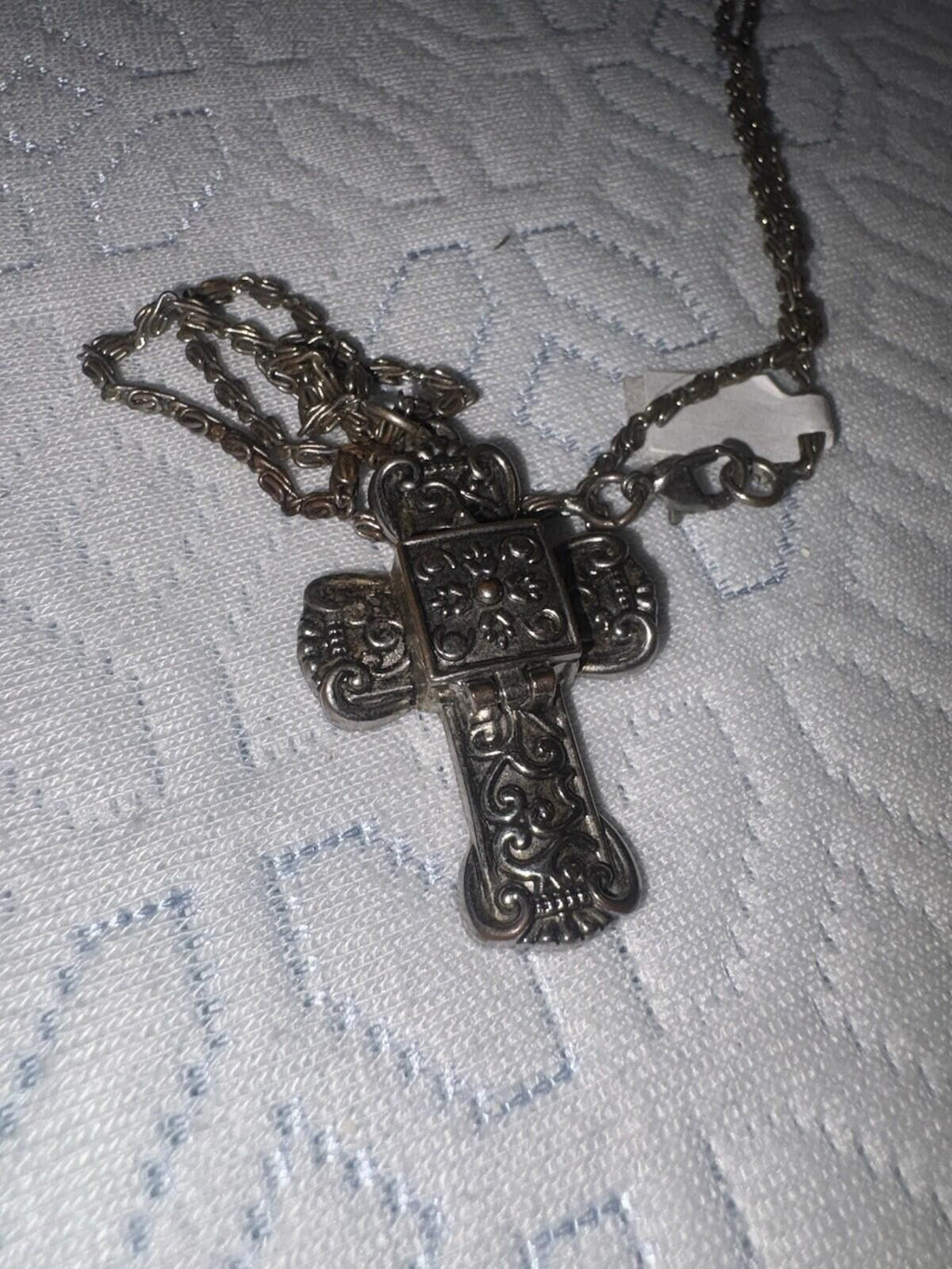 Brighton Venezia Plated Praybox Cross Necklace