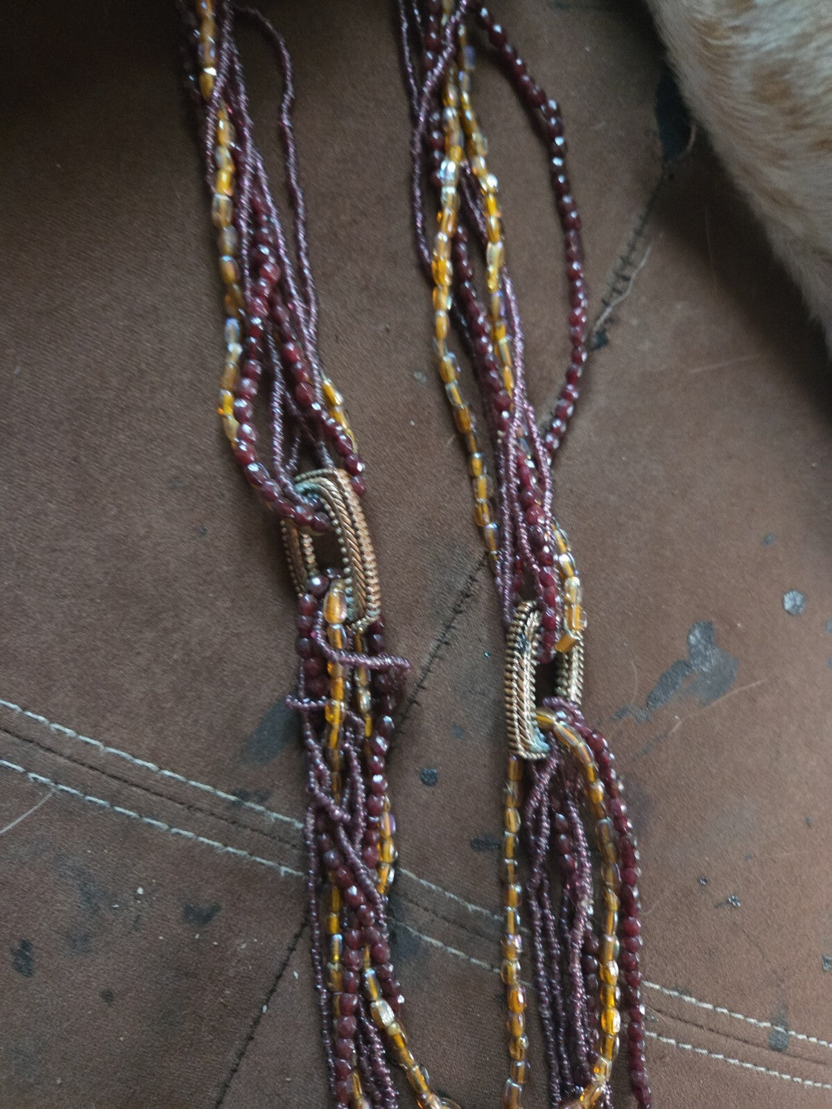 1970s India Glass Bead Necklace with Copper Accents