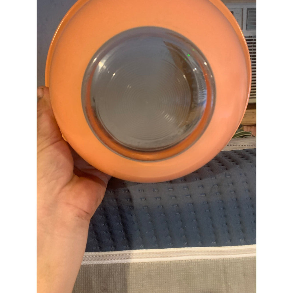 Vintage Pyrex Peach Orange Mixing Bowl Clear Textured Bottom Glassware Retro