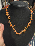 Salmon Orange Red Branch Spiny Coral Beaded Necklace