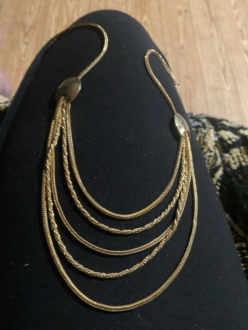 Retro 5-Strand Snake Chain Cascading Statement Necklace.