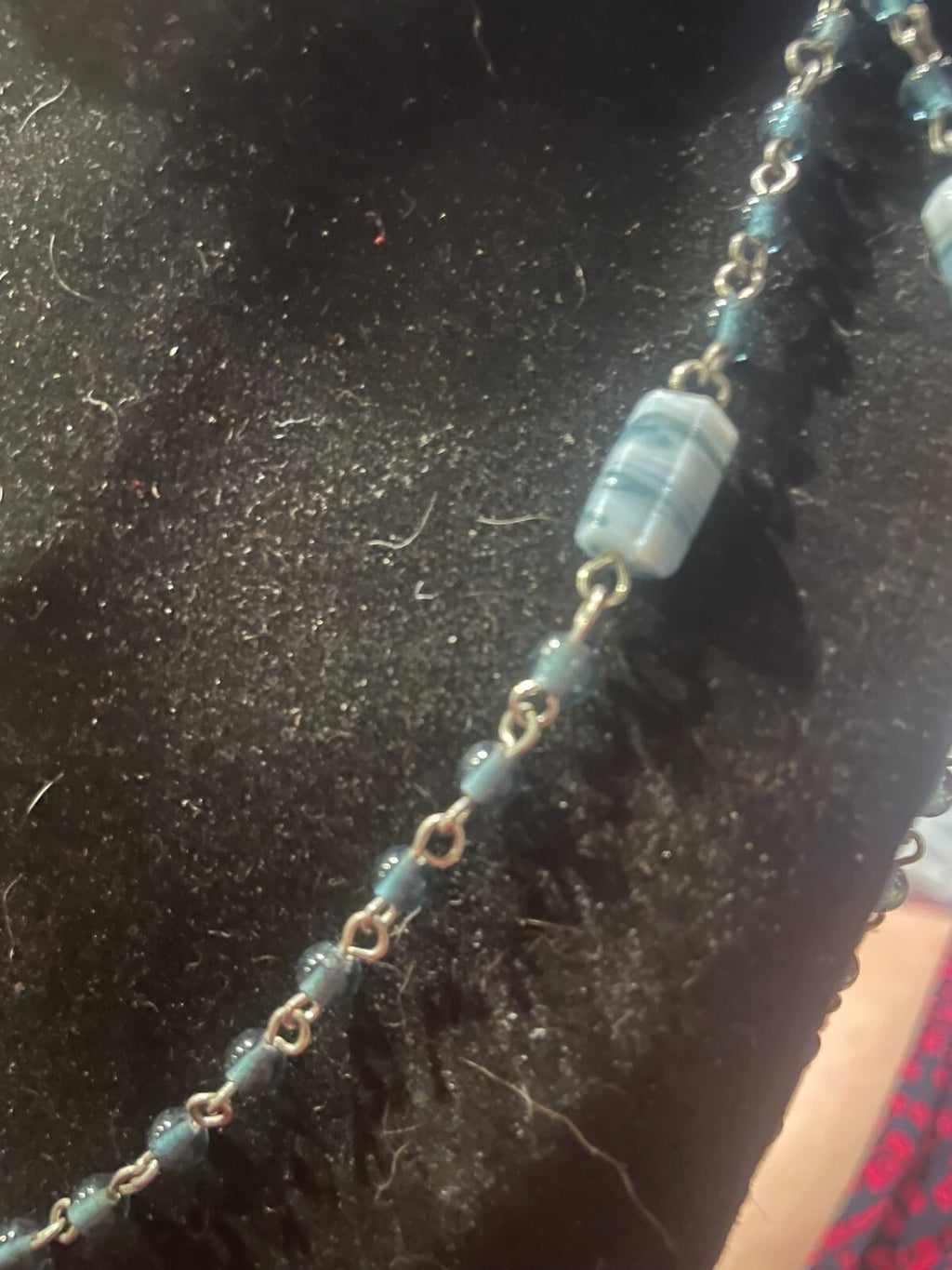 blue glass chain necklace