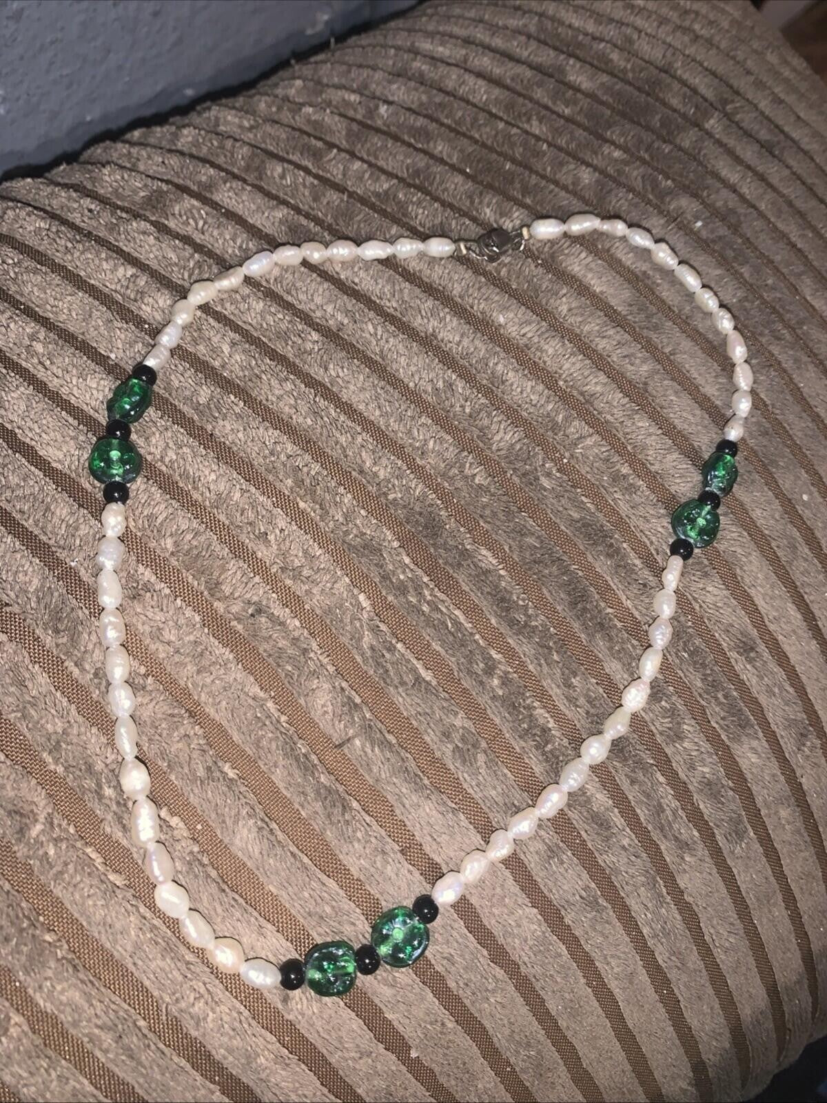Rice Pearl And Glass Necklace 925
