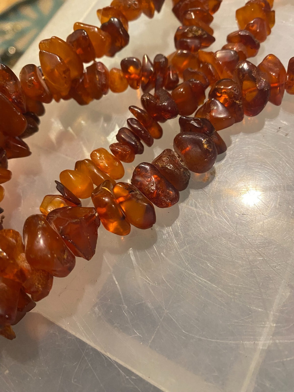 Vintage Baltic Amber Beaded Necklace 80g Organic Honey Cognac Nugget Boho