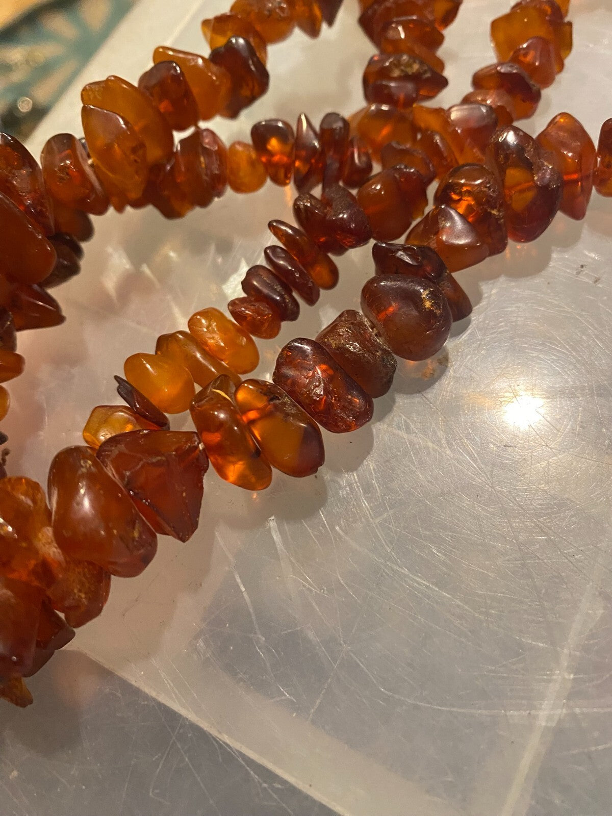 Vintage Baltic Amber Beaded Necklace 80g Organic Honey Cognac Nugget Boho