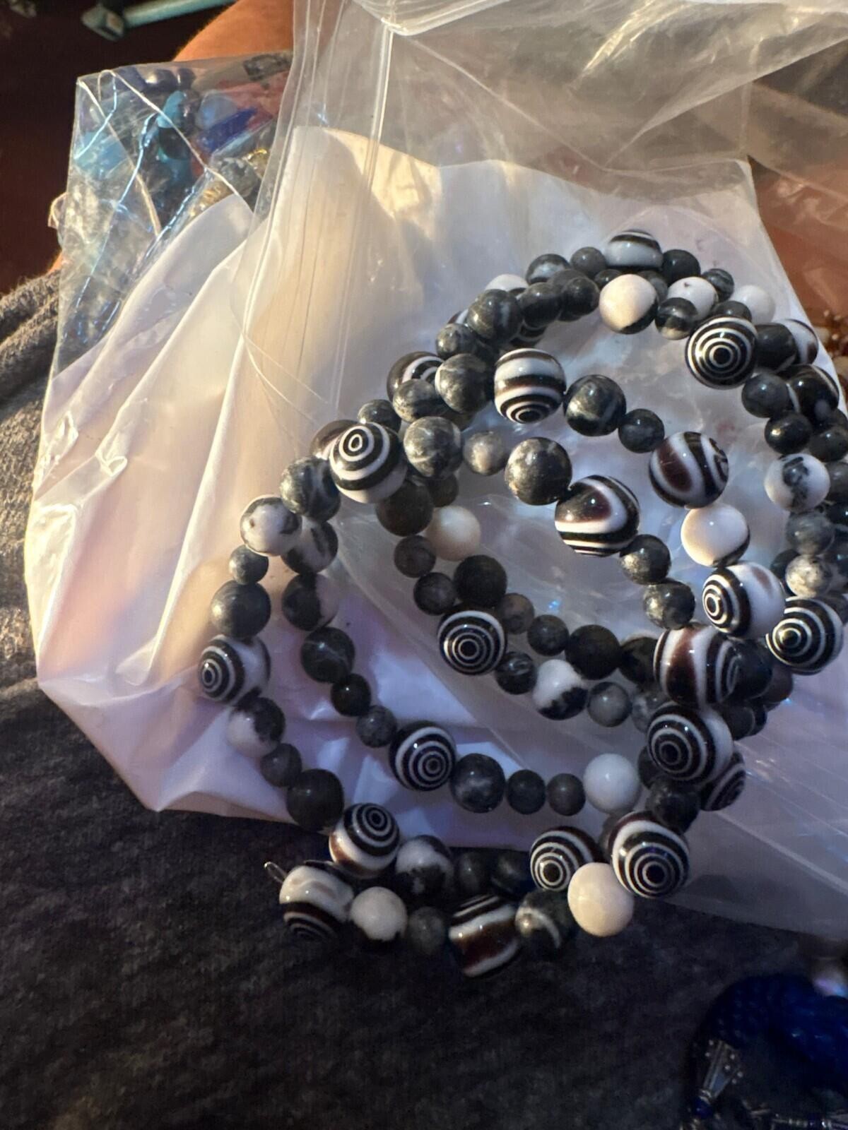 Evil Eye Dzi African Bead Bracelet Wrap