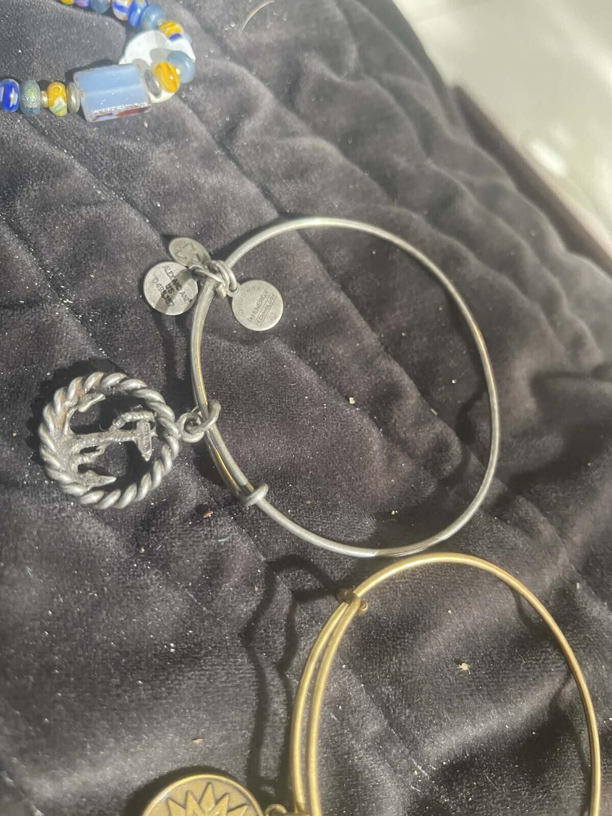 Alex and Ani Silver Charm Bangle Bracelet with anchor