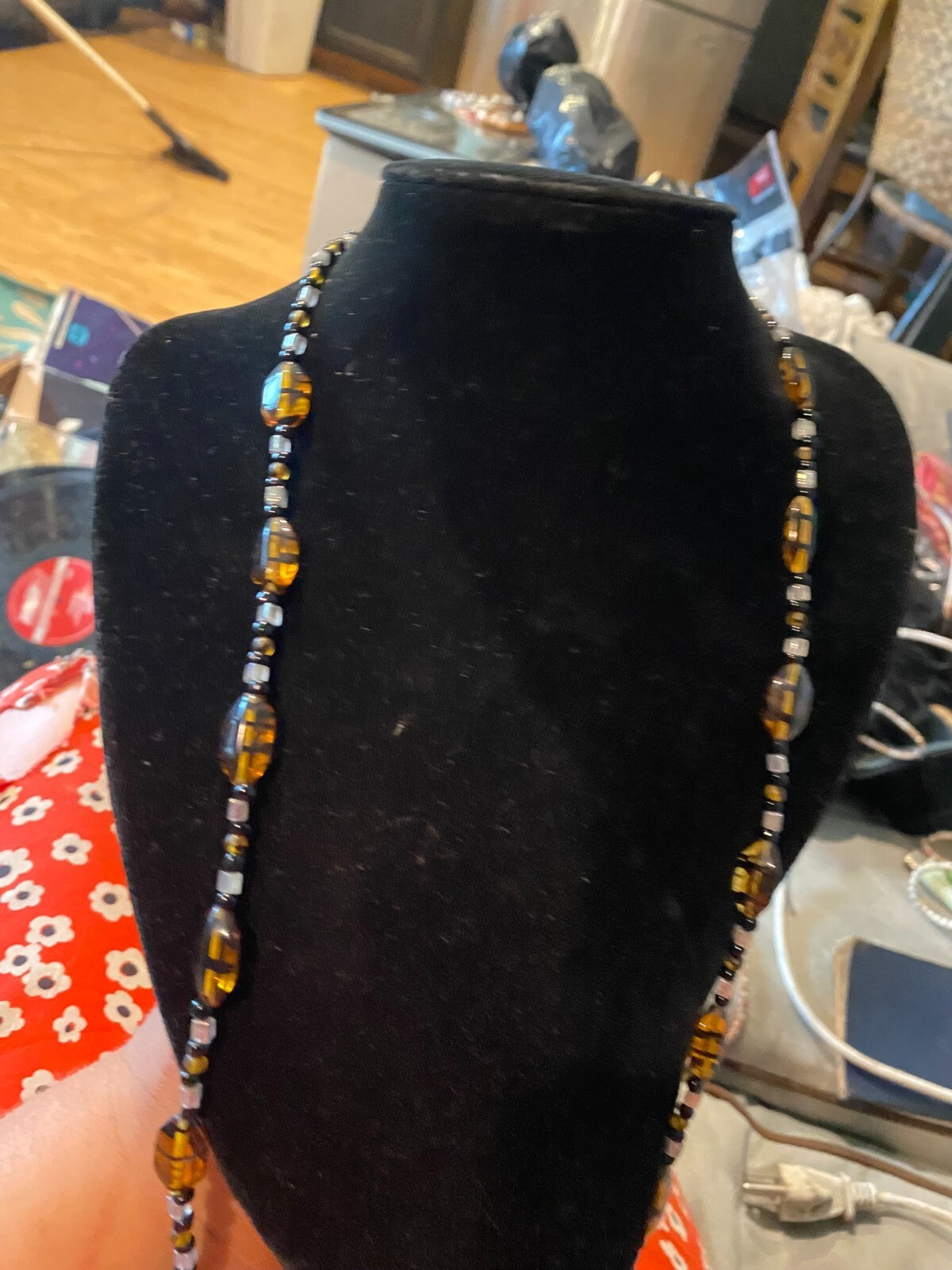 Art Deco style Givre Glass long necklace