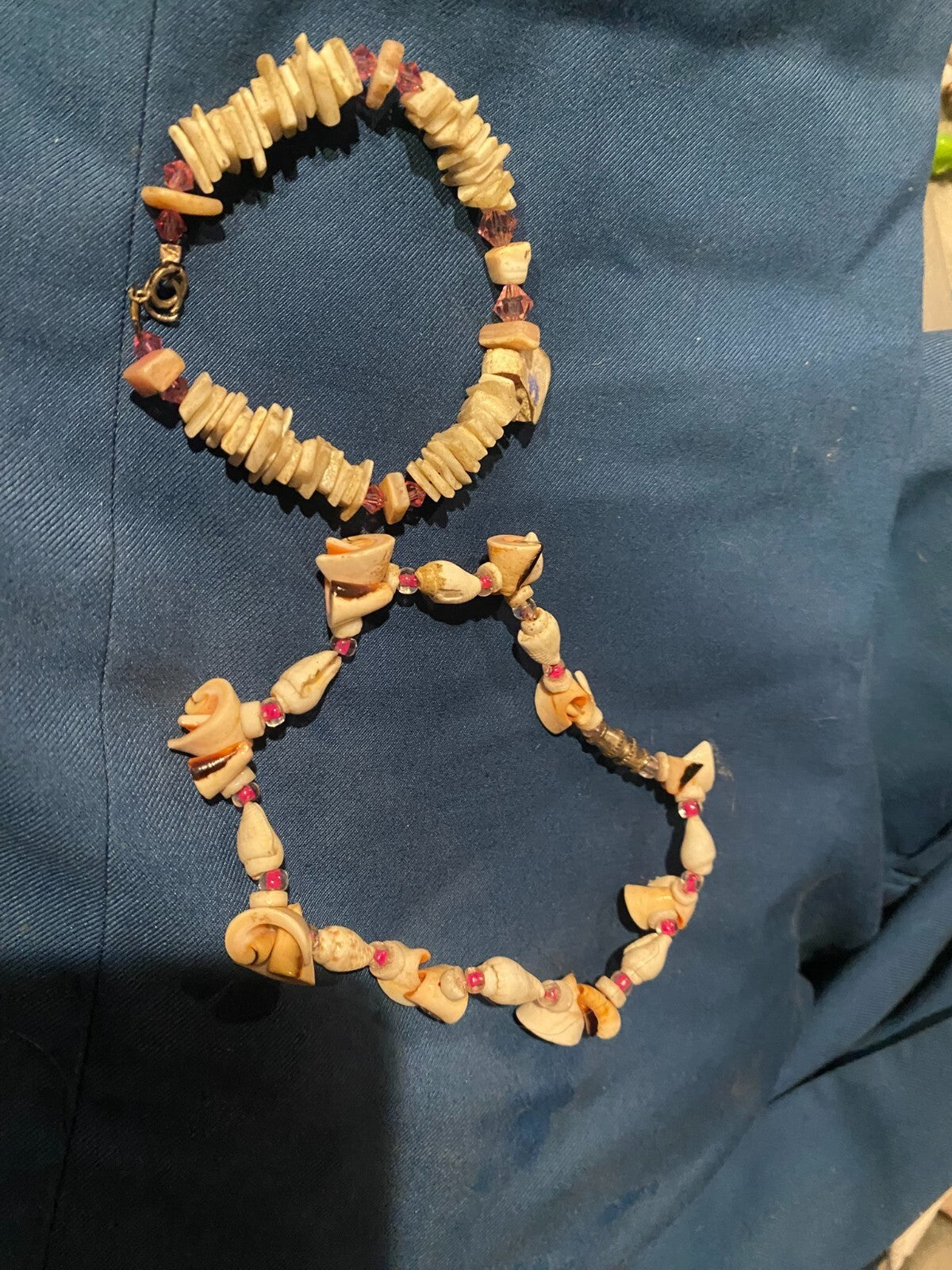 Vintage Shell Bead Bracelet Set Natural Coastal Boho Jewelry 2 Piece Set