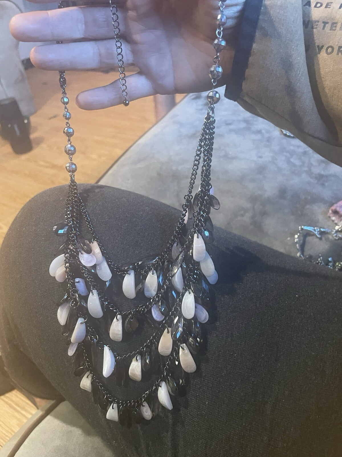 Vintage Multi strand Bin Necklace With Chain