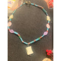 Handmade Beaded Necklace Pastel Multi Color Glass Stone Floral Toggle Clasp