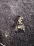 Vintage 1” Jade Buddha Charm Pendant gold tone