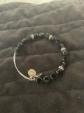 Alex and Ani Shiny Silver Blue Green Beaded and Crystal Beaded Bangle Bracelet