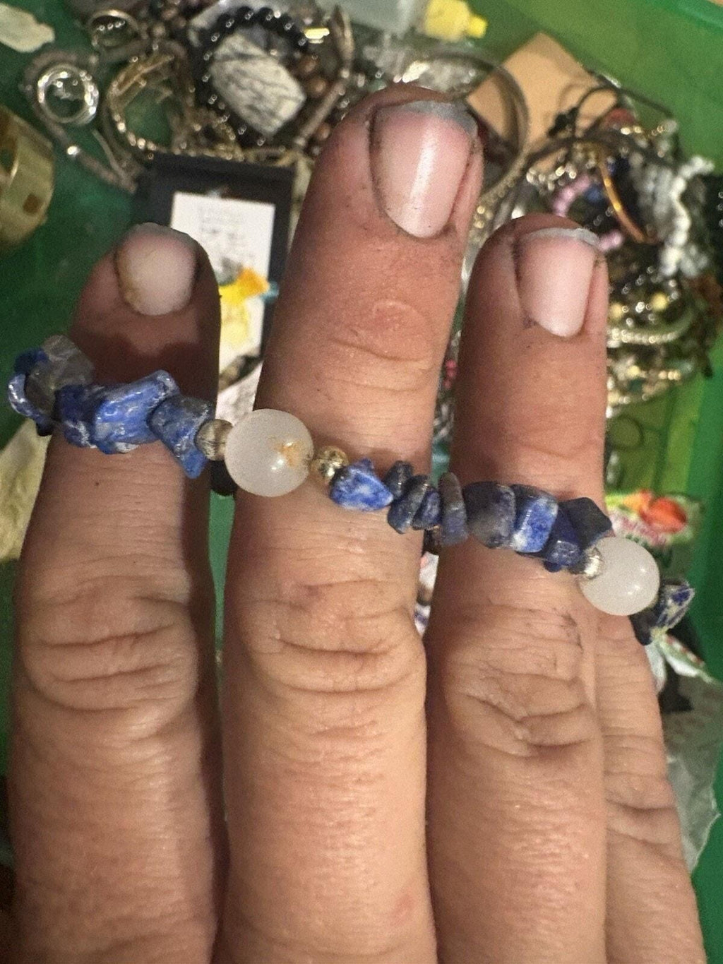 Lapis Moonstone Chip Bracelet