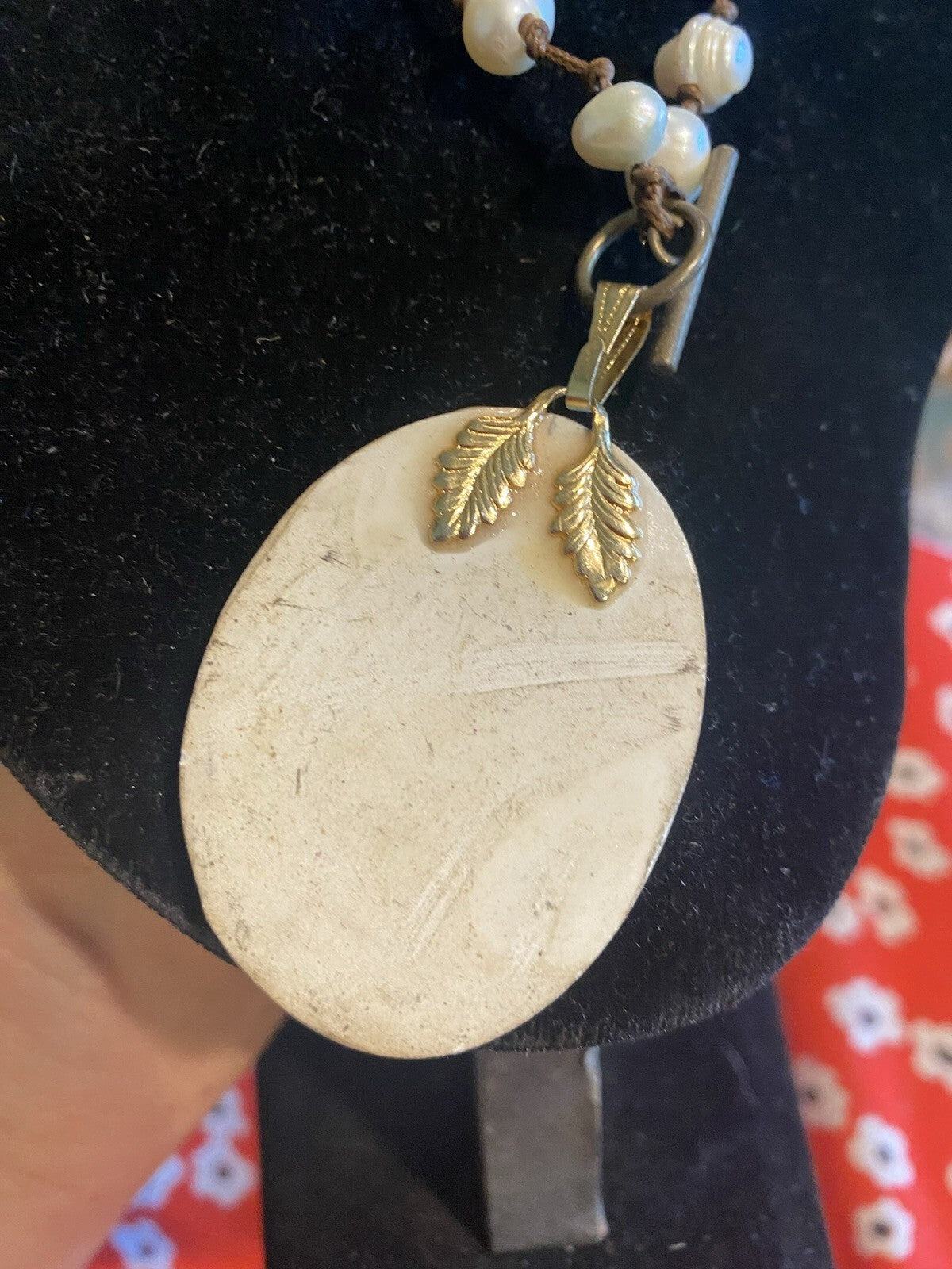 Currier And Ives Pearl Pendant Up cycled Necklace